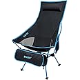 G4Free Lightweight Portable High Back Camp Chair, Folding Chair Lawn Chair Heavy Duty 330lbs with Headrest & Pocket for Outdoor Camp Travel Beach Hiking