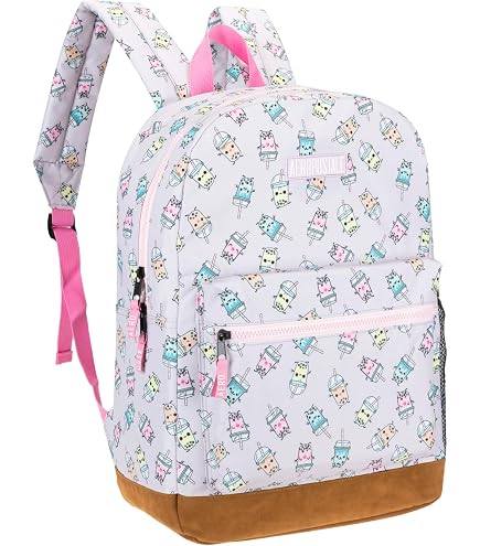 TGUBJGV Cute Boba Bubble Tea Print Kids Backpack, Lightweight Girls School Bookbag with Front Pocket and Side Pockets for School and Daily Use