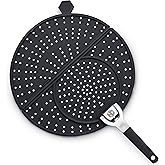 HexClad Folding Grease Splatter Screen for Frying, Up to 12" Pans | Folding Design, Heat-Safe to 480&deg;F, Stay-Cool Locking Handle, Silicone and Stainless Steel, Dishwasher-Safe