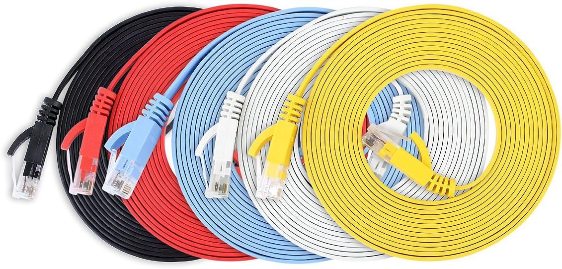 Motey Ethernet Cable Cat6 Cable 10 Ft , Thin Internet Computer Cable,Cat 6 Ethernet Patch Cable,Snagless Rj45 Connectors-5 Pcs