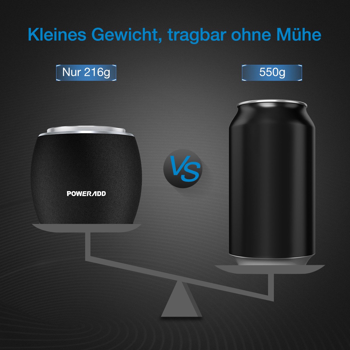 POWERADD Mobiler Bluetooth Lautsprecher, Musikbox mit robustem Bass und LED-Licht, Neueste Bluetooth Version 4.2 und 10 Stunden Spielzeit, viel Spaß in- und außerhalb des Zuhauses, Ideal beim Reisen, Sportmachen und Autofahren, schöne Musik