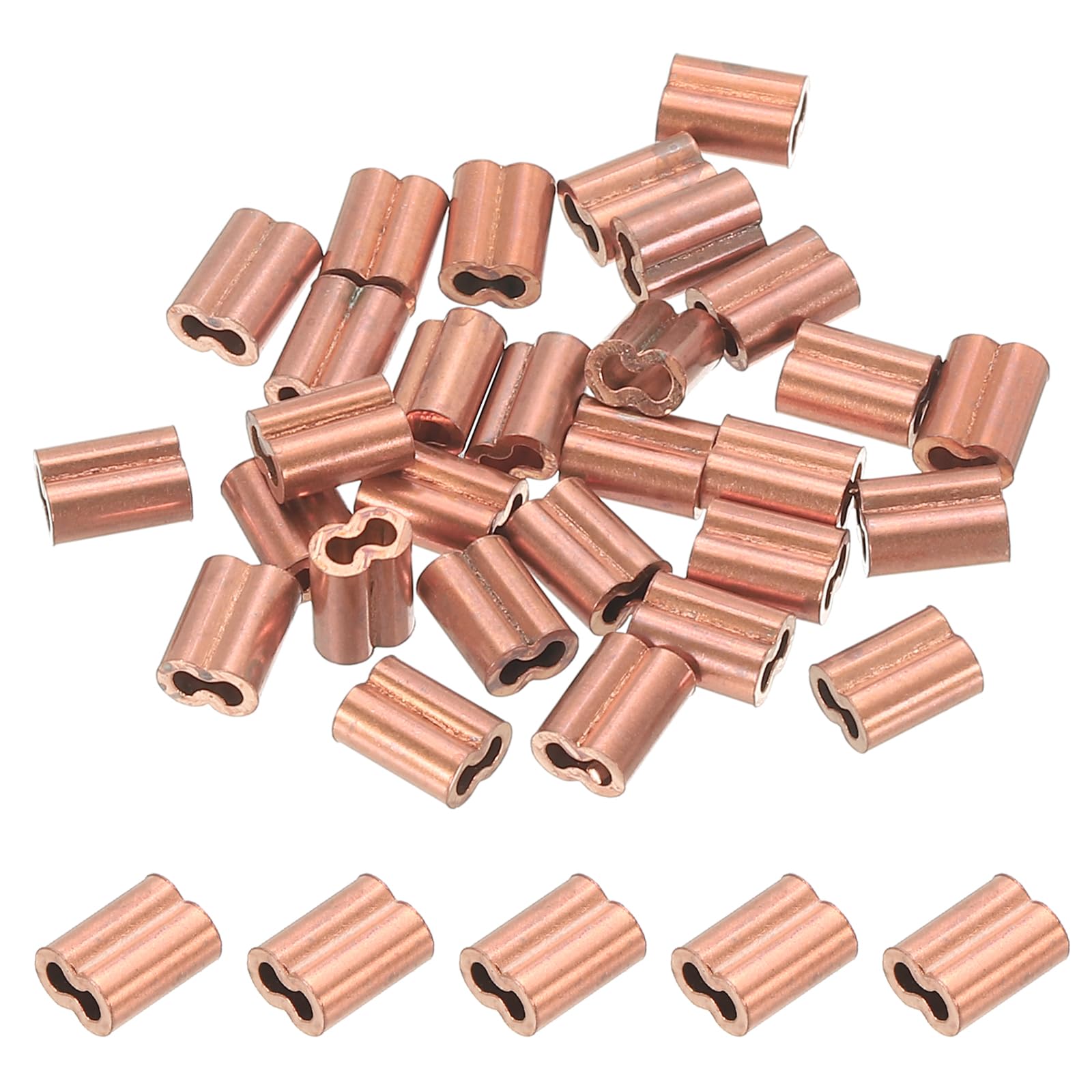 PATIKIL M1.0(1/25") Copper Crimping Loop Sleeve, 50 Pack Wire Rope Loop Sleeve Cable Crimps for Cable Ferrule, Wire Rope, and Cable Line End Assortment