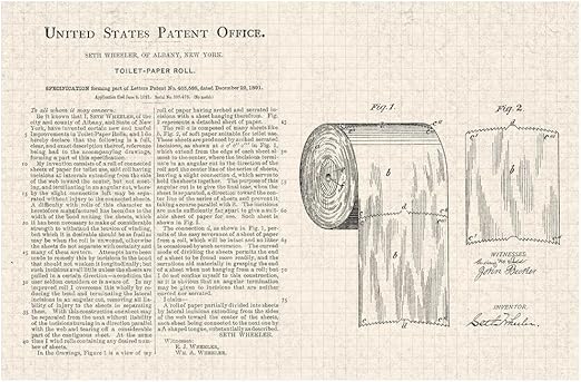 Amazon Com Toilet Paper Roll Official Patent Diagram Cubicle
