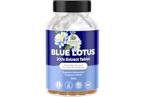 Amazing Botanicals Blue Lotus 200X Extract Tablets 20,000MG Each | Promotes Relaxation and Sleep | Nymphaea Nouchali VAR. Caerulea | (30 Tablets)