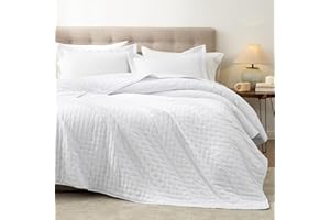Hansleep White Quilt Queen Size - Point Pattern Ultrasonic All Season Bedspread Queen, Soft Lightweight Coverlet Bedding Set, 3 Pieces (1 Quilt, 2 Pillow Shams)