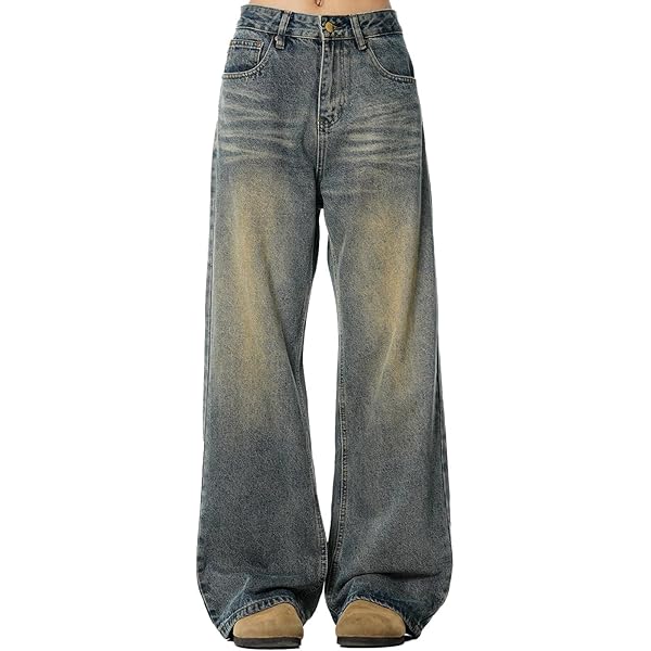 MAVQX Unisex Y2K Baggy Jeans Hip Hop Skater Jeans Vintage Dance