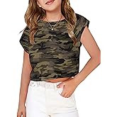 Arshiner Girls Shirt Crop Tops Short Sleeve Summer Drop Shoulder Batwing Sleeve Crewneck Loose T Shirt Tee