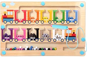IFUNLONG Magnetic Color and Number Maze, Montessori Toys for 3 4 5 Year Old, Wooden Magnet Balls Puzzles,Learning Educational Sensory Toys for Toddlers and Kids Boys Girls,Christmas Stocking Stuffers for Kids