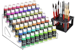 UpChoNice 7-Layer Clear Paint Organizer & Brush Holder, Snap-On Design Miniature Multi-Layer Storage Rack for Model Paints, A