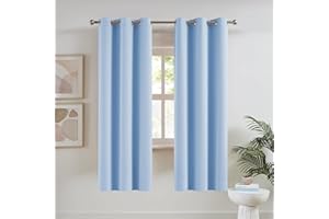 DUALIFE Light Sky Blue Curtains for Bedroom, 63 Inch Length, 2 Panels Sets - Thermal Insulated Room Darkening Curtain Draperies with Grommet for Nursery (42 x 63 Inch, 2 Panels)
