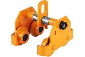 OrangeA 3 Ton Heavy Duty Manual Capacity Plain 6000LBS Push Track Roller Trolley Crane Lift Dual Wheels Garage Hoist for Straight Curved I Beam (Manual Trolley 3 Ton)