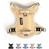 2025 Fei & Eve Classic Series Dog Harness - Quick-Release Buckles | 3-Point No-Pull Control | Heavy-Duty 900D Nylon | Dual Safety Handles | Air-Permeable Mesh | Adjustable Fit | Small, Champagne