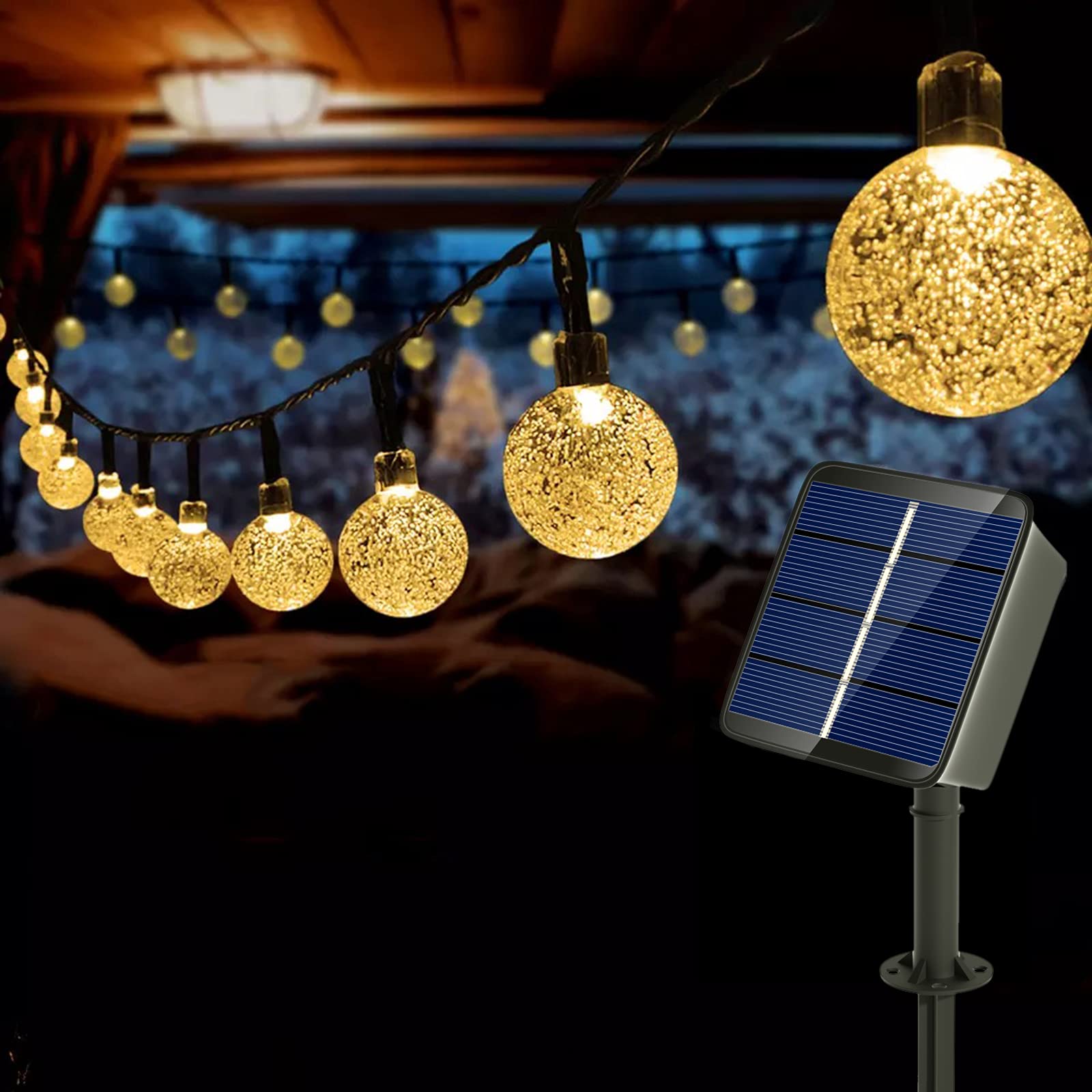 Auting Solar String Light Outdoor, Solar Fairy Light Warm White 60 LED 36ft 11m 8 Modes Solar Fairy Lights Outside/Indoor Lights Lighting for Garden, Trees, Patio, Christmas, Parties