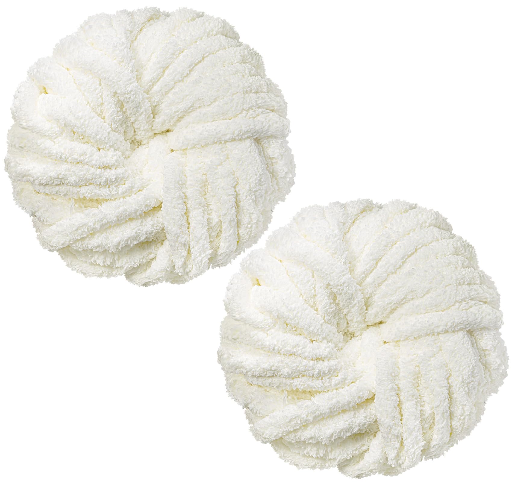 ilauke Chunky Wool Yarn 250g X 2 for Knitting, Crochet, Blankets, Dolls, Rugs, Bags, Hats, Pillows, Cushions, Cat Beds - 2cm Soft Flutterby (Milk-White)