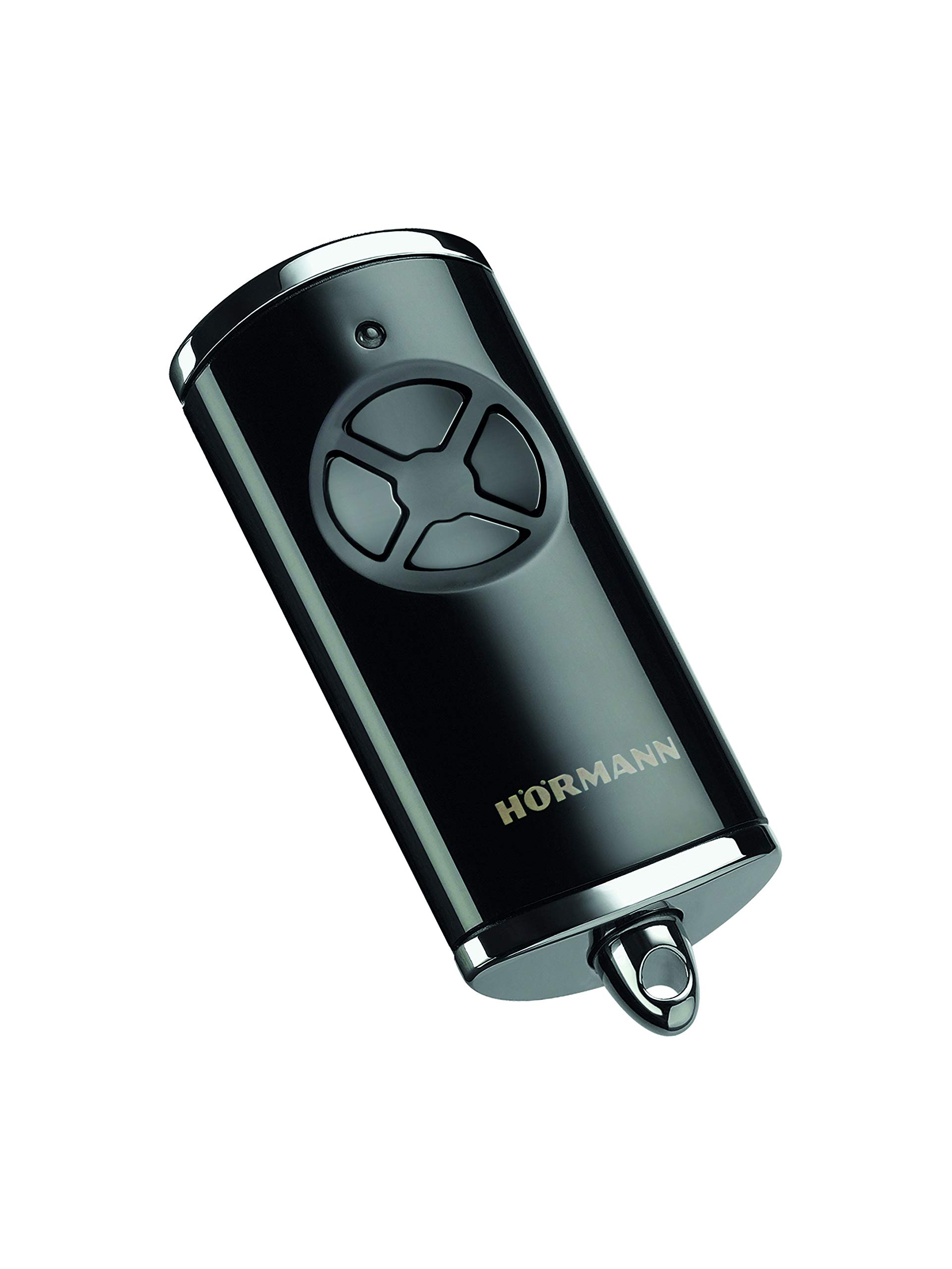 Hörmann HSE 4 BS Hand Transmitter (868 MHz Frequency, Garage Door Operator with Chrome Caps, Batteries, 28 x 70 x 14 mm Dimensions, incl. Keyring) 4511561 Glossy Black