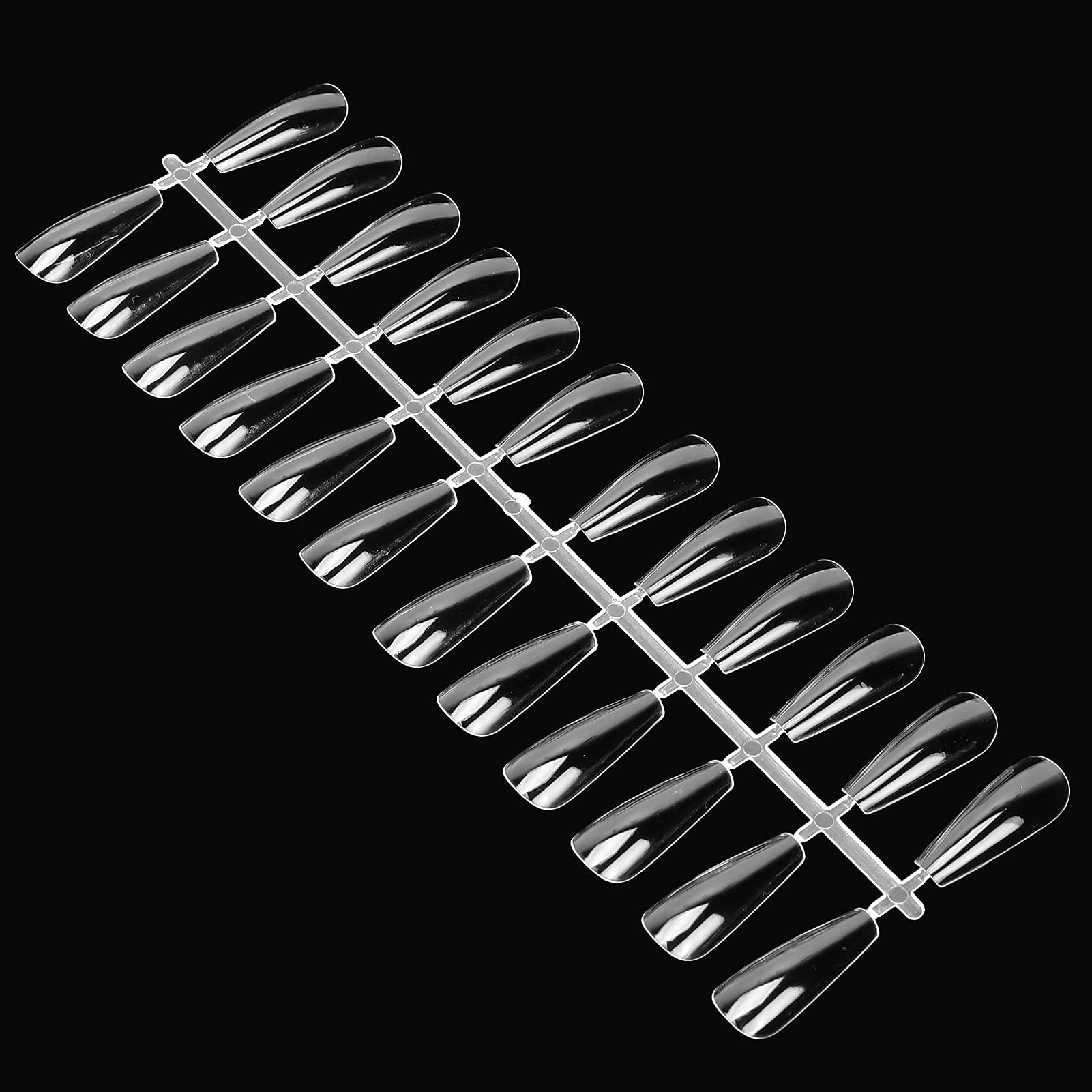 240pcs Clear Nail Swatches Sticks, False Nail Swatches Wheels False Nail Display Tips, Nail Art Color Polish Display Wheel for Manicure Nail Polish Training Practicing(Long trapezoid 240 pieces)