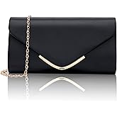 Larcenciel Clutch Purse for Women, Trendy Vegan Leather Envelope Evening Bags w/Chain, Wedding Cocktail Party Formal Handbags