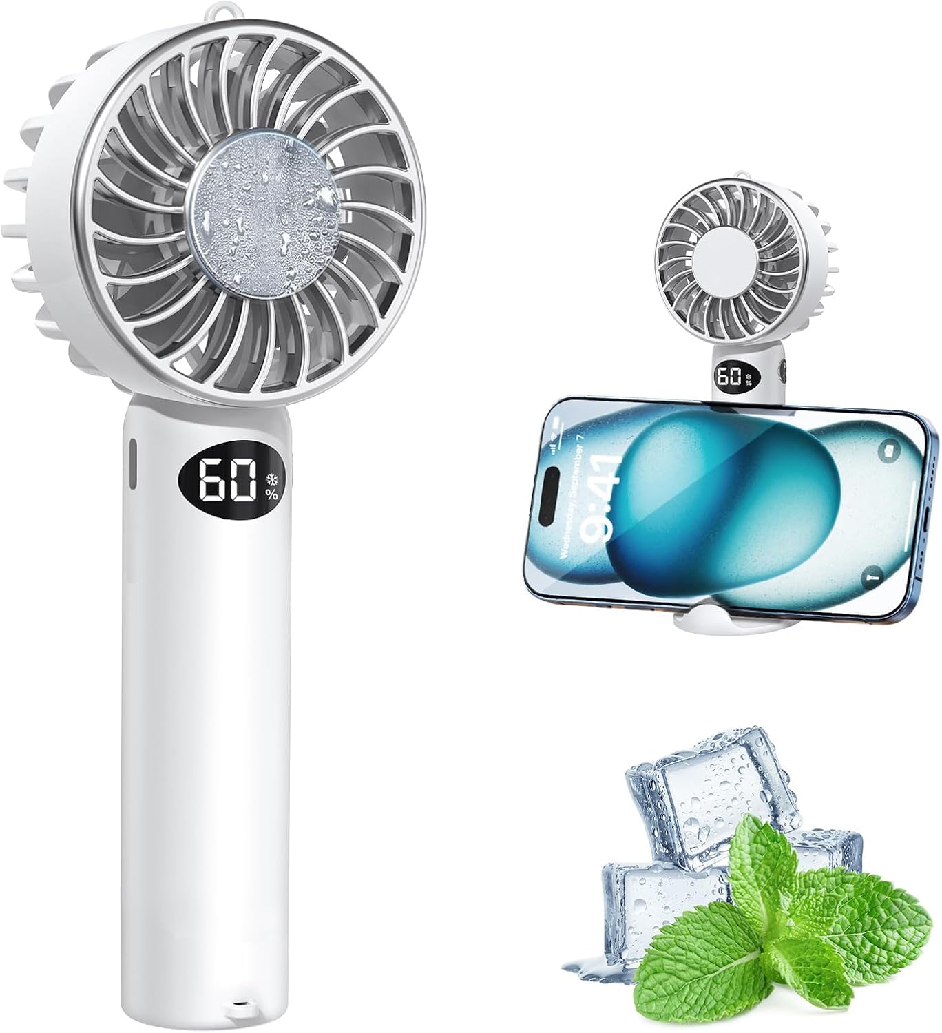 ハンディファン【業界NO.1最軽量 2重反転ファン】130gミニサイズ 12枚羽根 1秒冷感 4in1首掛け/卓上/手持ち/スマホ置く可能 カラビナとスト