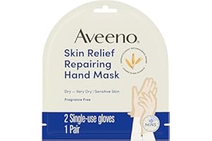 Aveeno Skin Relief Repairing Hand Mask, Moisturizing Gloves with Triple Oat & Shea Butter for Very Dry Skin, Hand Care for Sensitive Skin, Fragrance-Free, 1 Pair of Single-Use Gloves