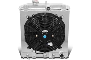 DNA Motoring RA+FS-HC92-42-AT-2 2-Row Radiator with 12V Fan Shroud Compatible with 92-00 Civic / 93-97 Del Sol / 94-01 Integra AT MT