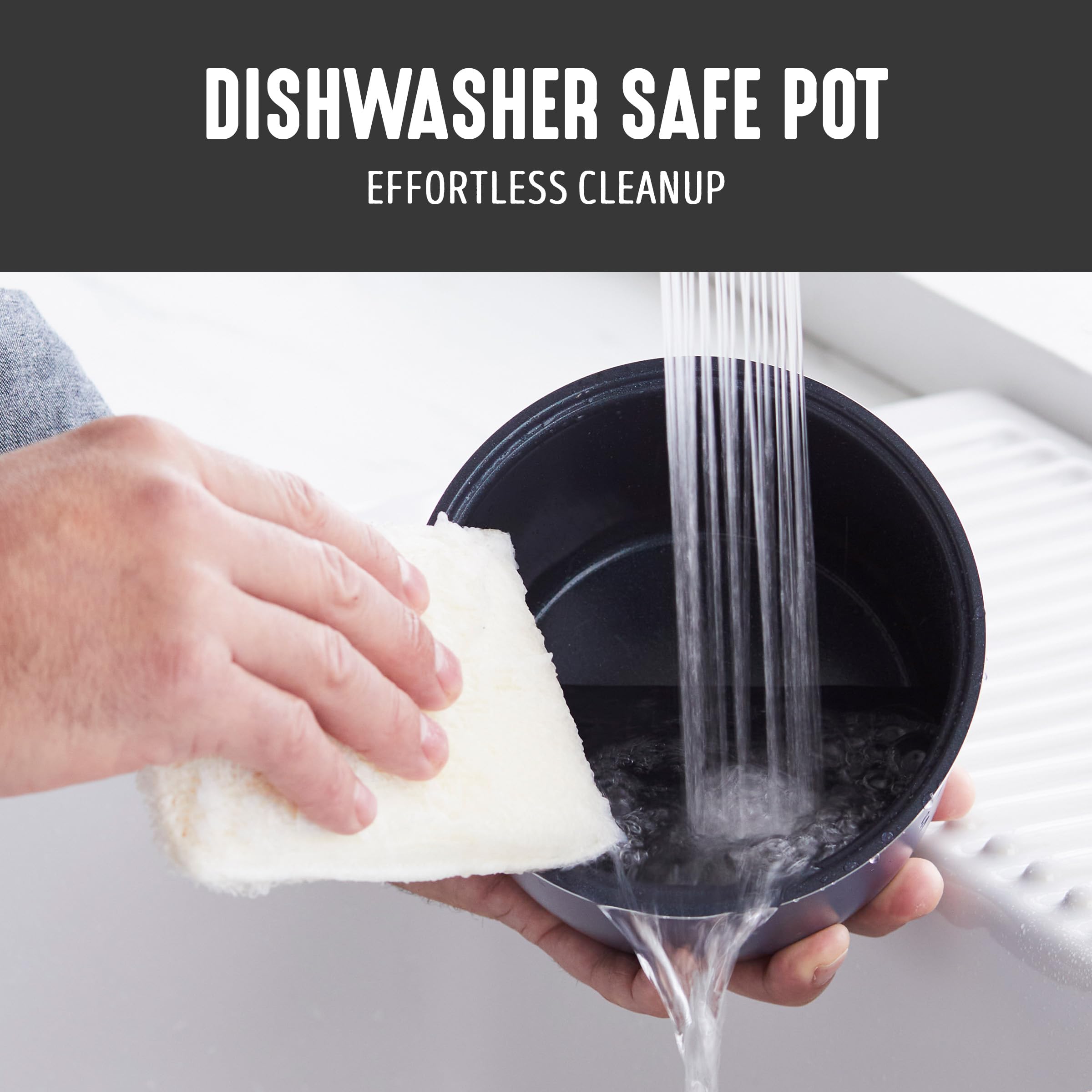 GreenLife Digital Rice Cooker, 2-Cups Uncooked/4-Cups Cooked, Removable Nonstick Ceramic PFAS-Free Pot, One-Touch Presets, Oats, Quinoa, Brown Rice, Auto Keep Warm, Fuzzy Logic Tech, 1.5QT, Black