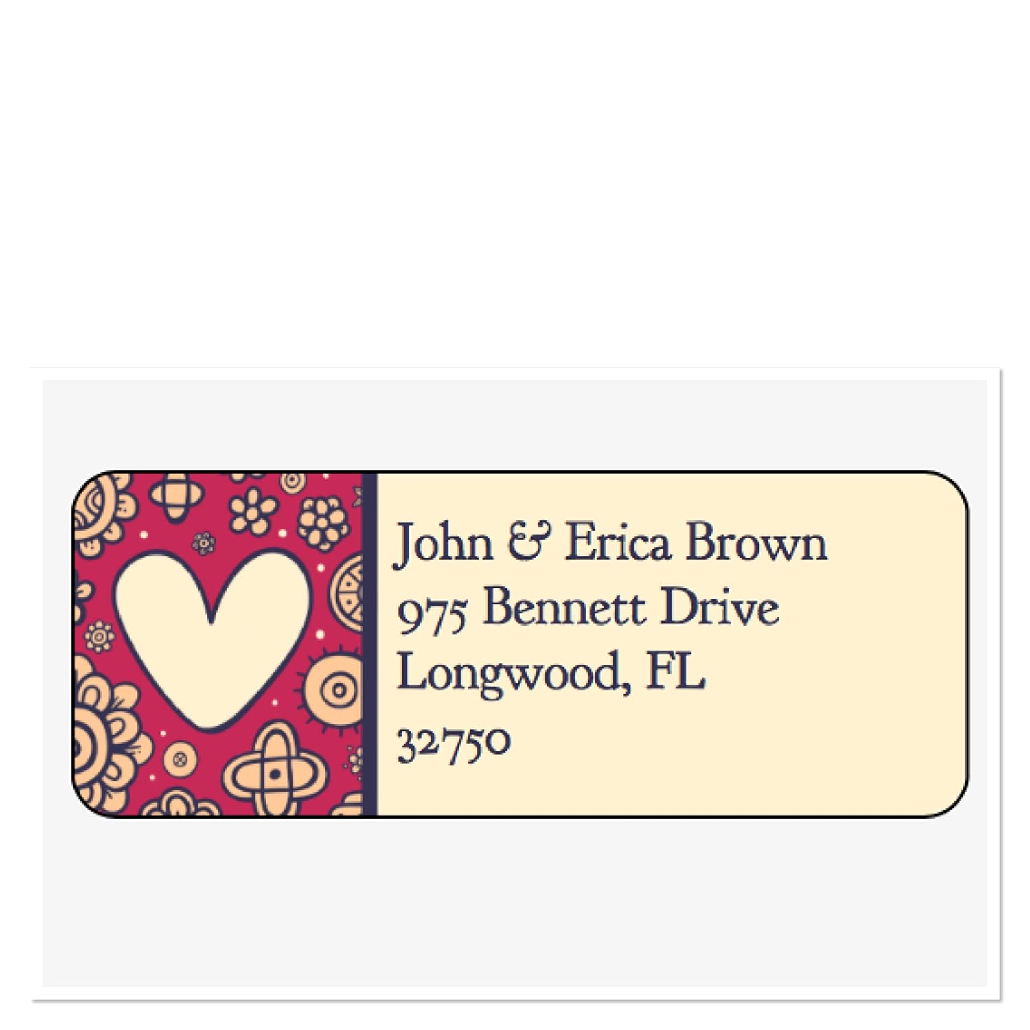 Personalized Address Labels, Floral Heart Valentine's Day