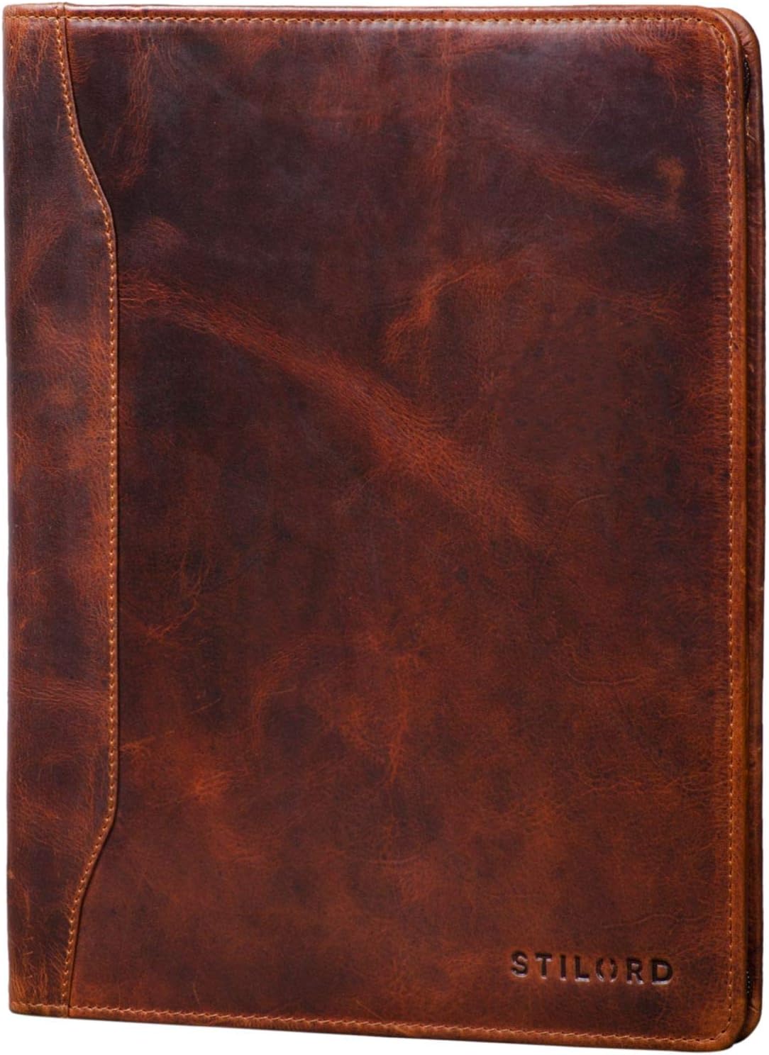 STILORD 'Scott' Vintage Leather Document Folder, Kara - Cognac