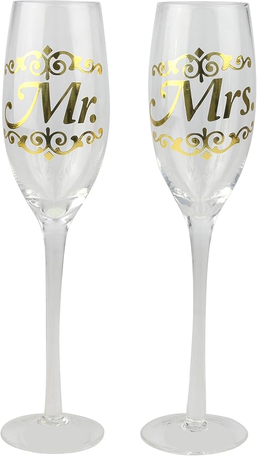 mr and mrs champagne glasses