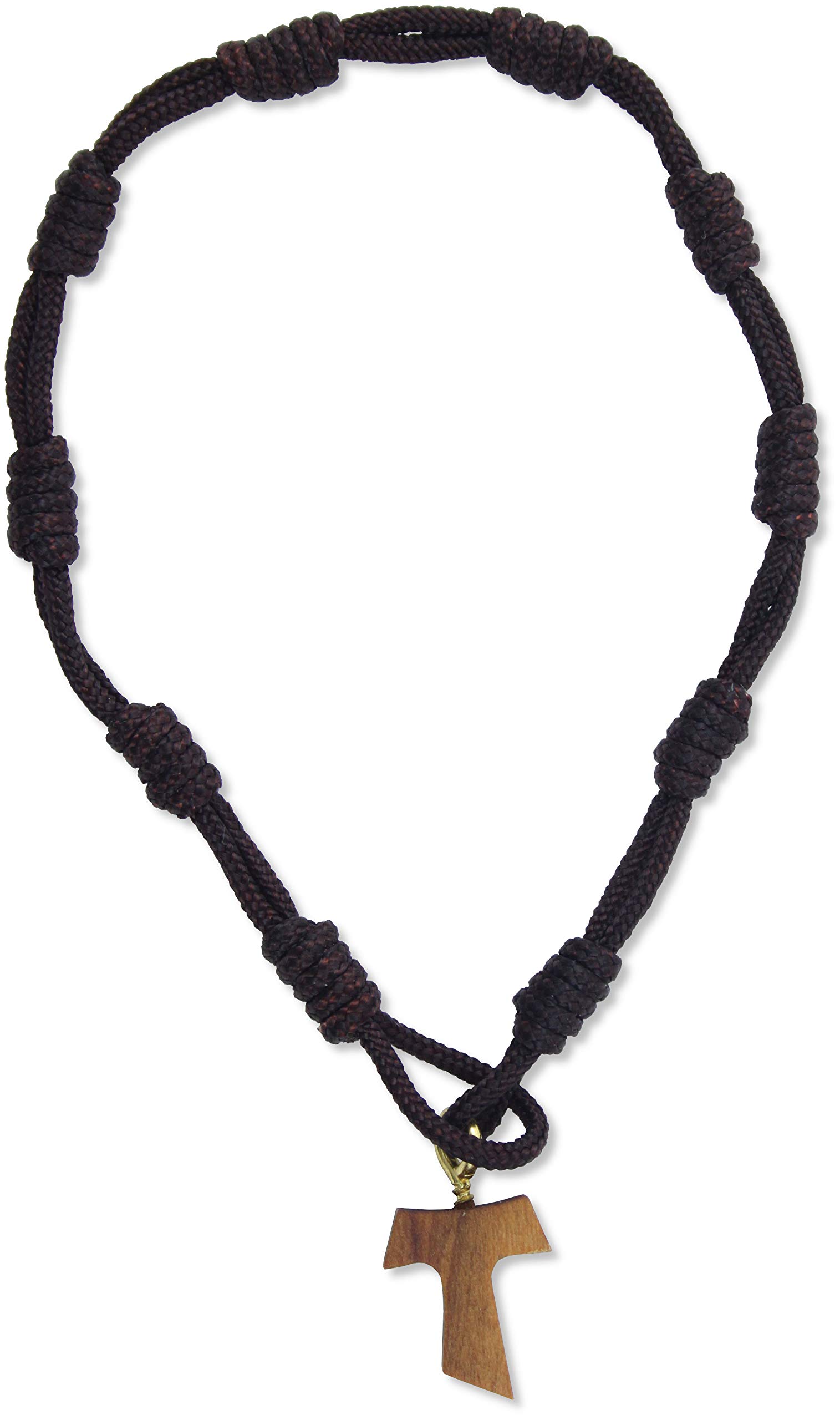 Generico Olive Wood Tau Cross Franciscan Cord Bracelet, Set of 10