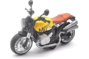 BOBUEXER Motorcycle Toys for Kids - Pull Back Toy Motorcycle Model 1/12 Scale with Lights and Sounds, Die-Cast Motorcycles Toy for Boys Kids Age 3-12 Year Old (Yellow)