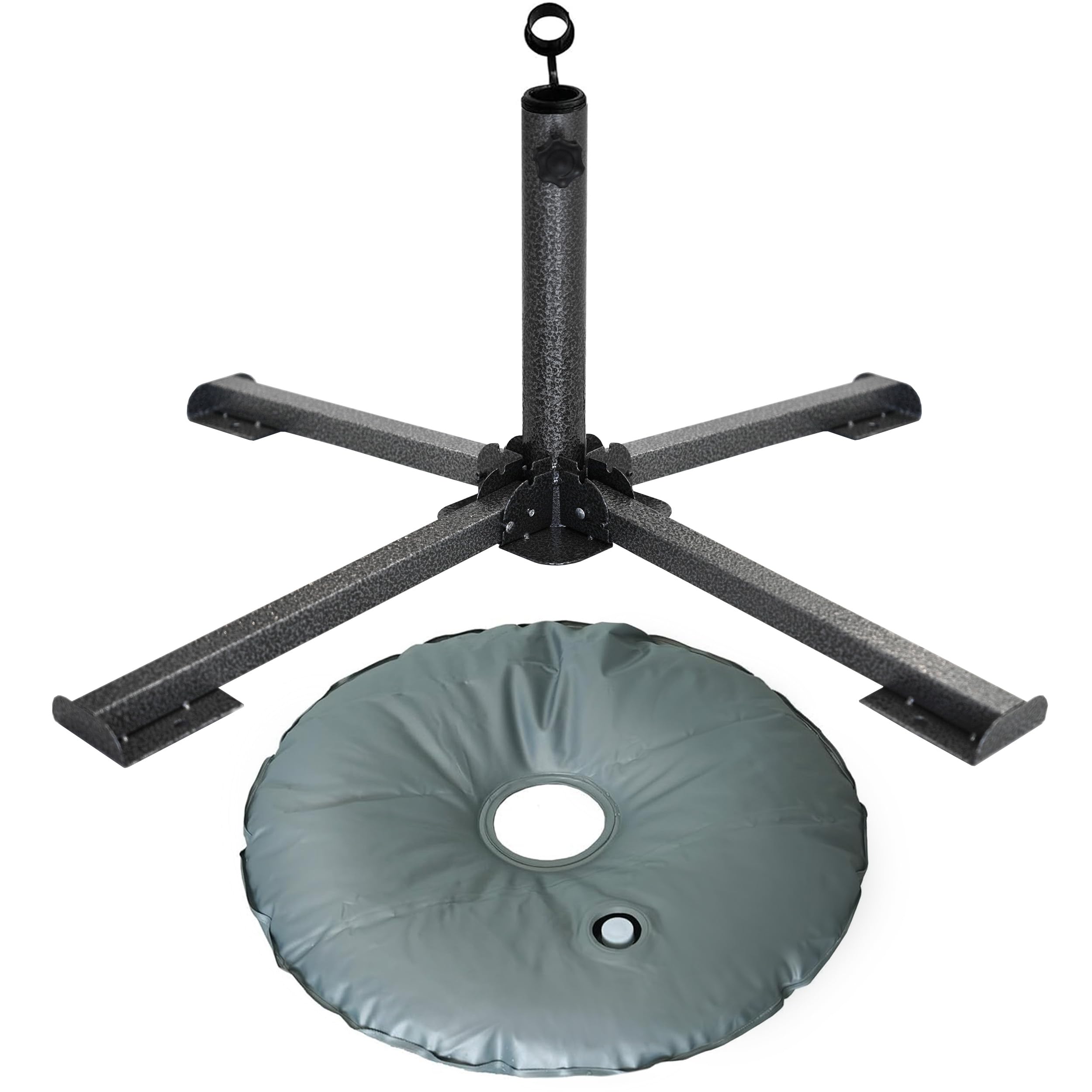 Photo 1 of AMMSUN Foldable Portable Beach Umbrella Stand-Portable Patio Umbrella Base Holder,Iron Patio Umbrella Stand for Courtyard,Garden,Beach,Grass (Black)