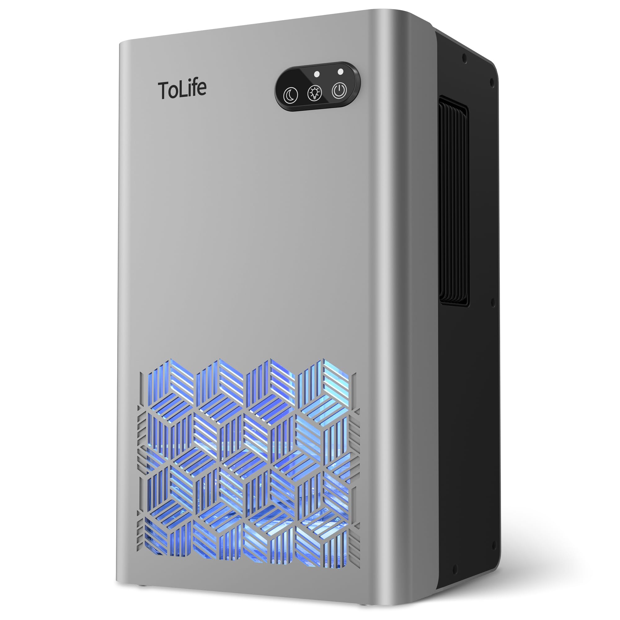 Photo 1 of ToLife Dehumidifier for Home, 1000 sq.ft Dehumidifiers for Basement Bedroom Bathroom with 95 OZ Water Tank, Auto Shut Off 7 Colors LED Light, Silver