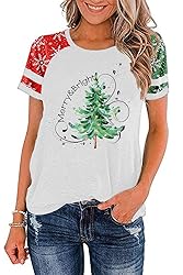 Ovazly Christmas Shirt for Women Raglan Sleeve