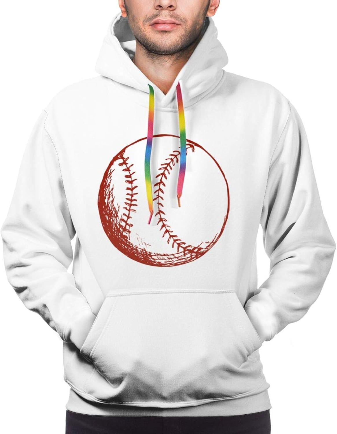 Vintage Baseball Ball Men's Pullover Hoodie, Hooded