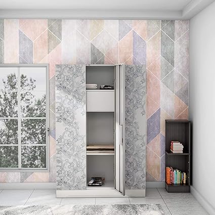 Godrej Interio Slimline Fusion 3 Door Steel Almirah With Locker In Royal Ivory And Frost Grey Glossy Finish