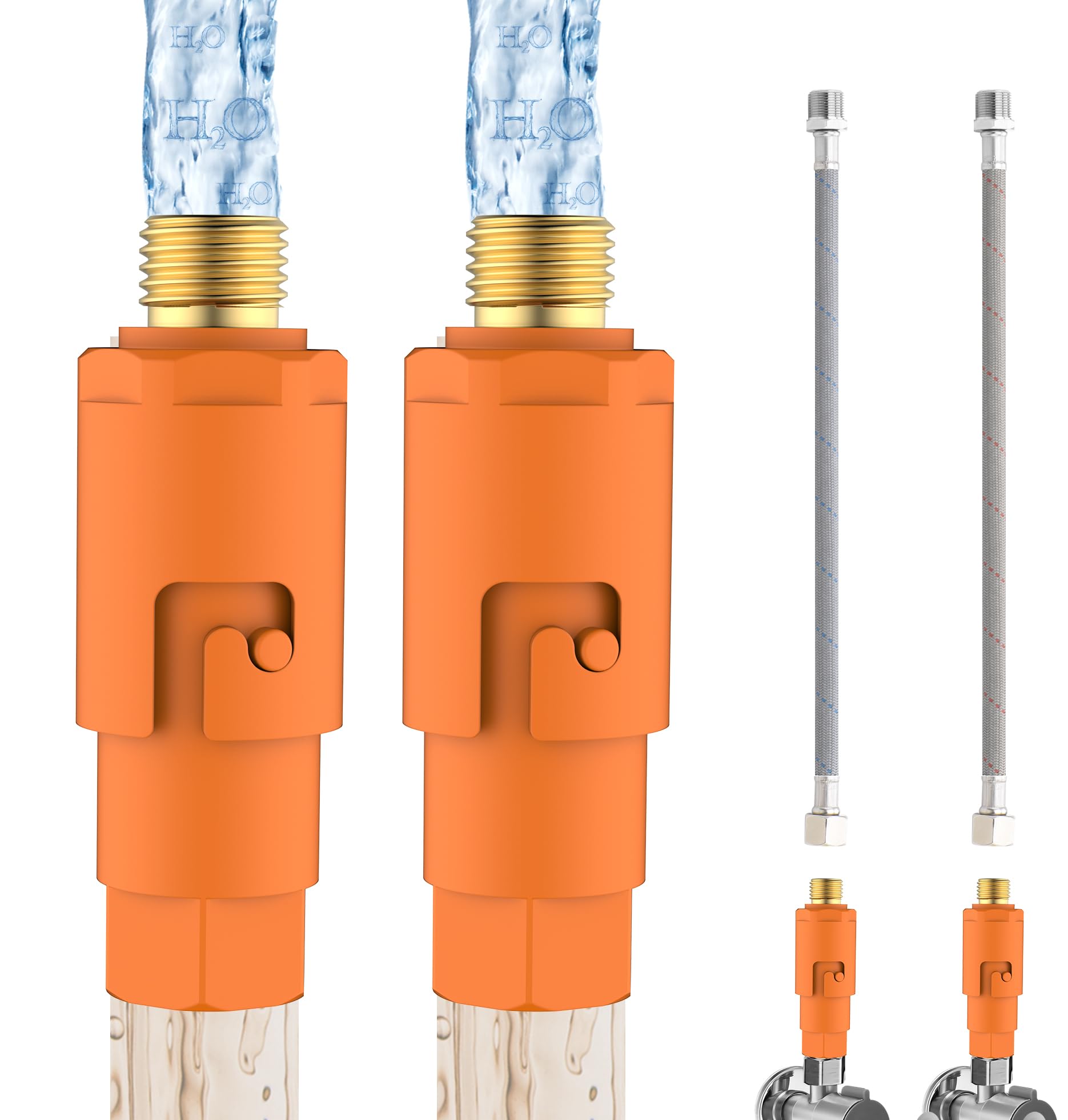 Photo 1 of TIORIY 2 Pack Sediment Water Filter G 3/8 (9/16") with Hose, Conncet Angle Valve, 35 Micron Reusable Under Sink Inline Water Filter with 12in Extension Tube, Compression Fitting for Bathroom Kitchen