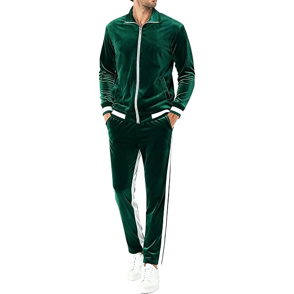RPOVIG Velour Tracksuit Sweatsuit Velvet:Men's Jogging track suit