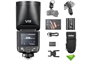 Godox V1 mid N V1midN TTL Flash for Nikon, Touchscreen Round Head mini Flash, 1.7s Recycle Time, Approx. 650 Full Power Flash