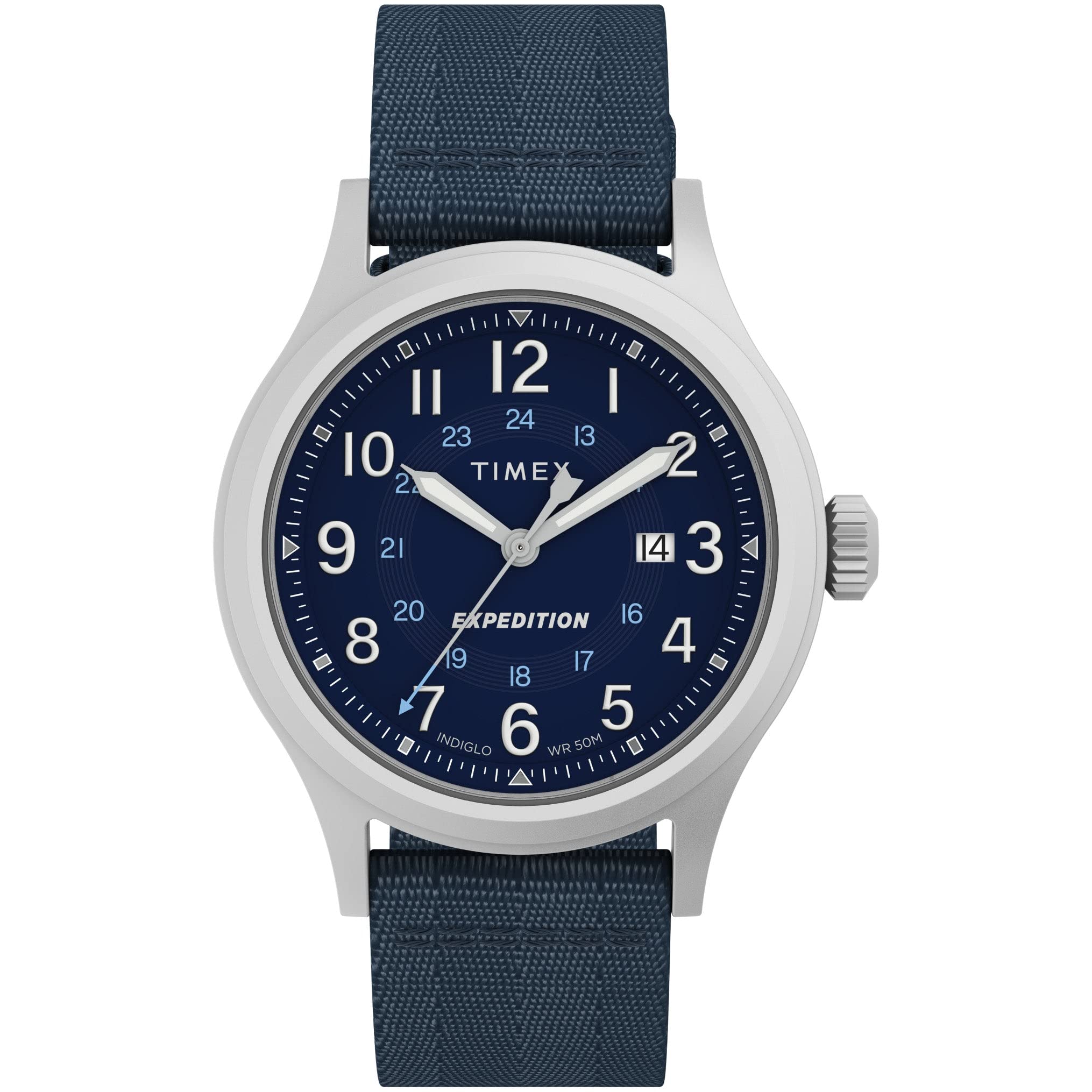 Timex Men’s Expedition North Sierra 40mm Watch – Blue Strap Blue Dial Silver-Tone Case