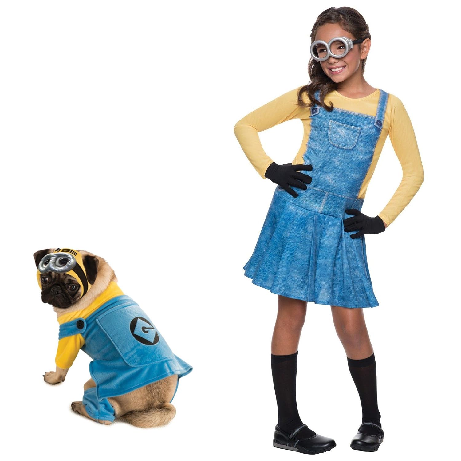 Rubie's Female Minion Small Kids Costume with Small Pet Costume Bundle Set
