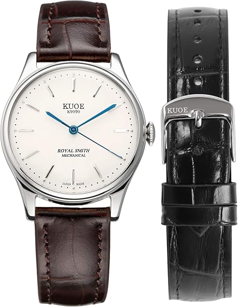 Amazon クオ Kuoe 日本製 腕時計 京都ブランド クラシックウォッチ 限定生産モデル 自動巻き アンティーク ブルー針 替えベルト付き 国産 メンズ レディース メンズ腕時計 腕時計 通販