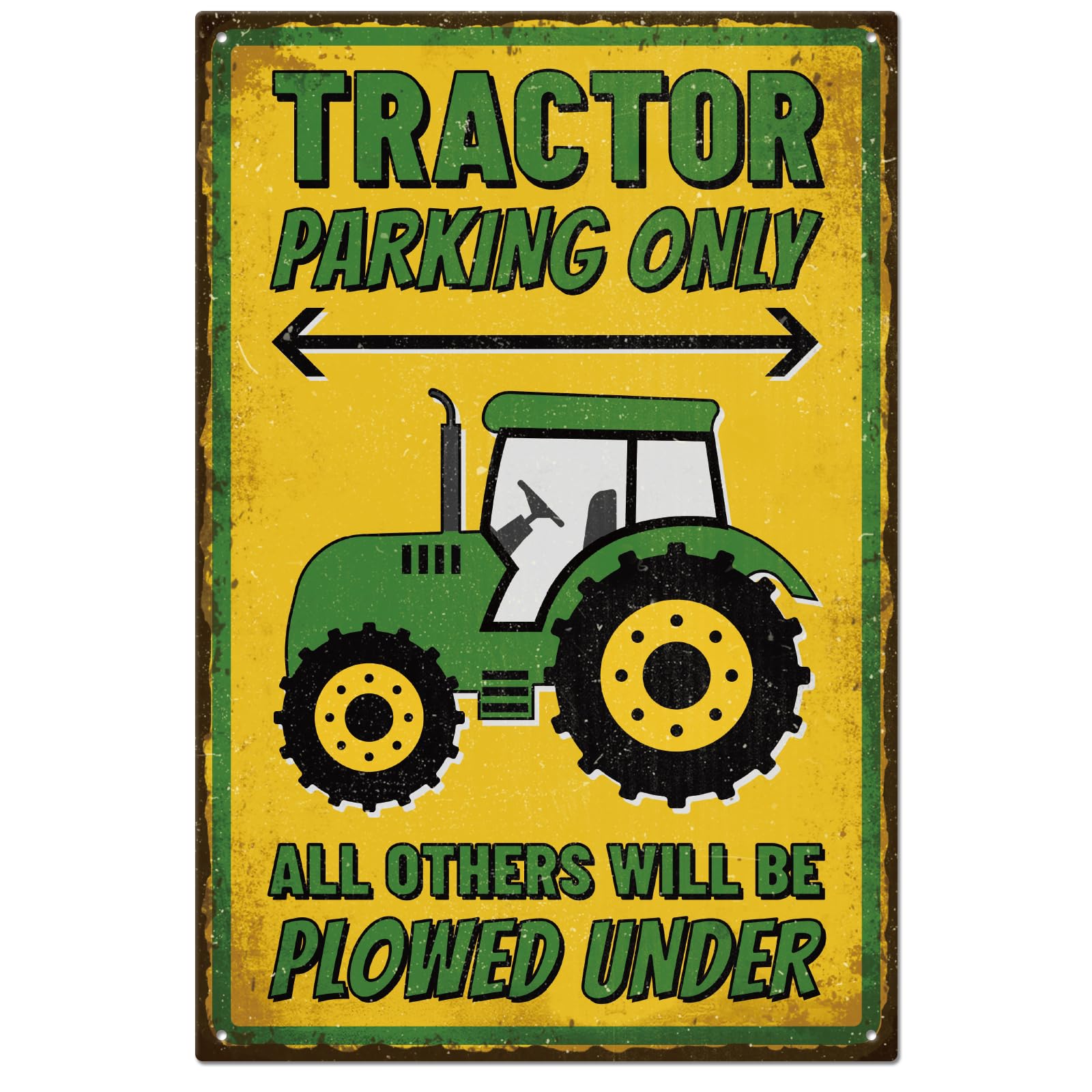 GLOBLELAND Vintage Tractor Metal Tin Sign Funny "Tractor Parking Only" Metal Wall Decor Decorative Tin Sign Art Plaque Poster 8×12inch for Home Kitchen Bar Club Decoration