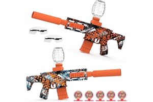 TENTAM 2 Pack Gel Ball Blaster Automatic Electric Splatter Ball Toy 10 Rounds Per Seconds with Rechargeable Batteries, Line, Goggles and Target - Outdoor Activities Team Game Toy Age 14+