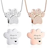 zeqingjw Pet Cremation Jewelry for Ashes Pendant Paw Print Pet Heart Urn Necklace Memorial Keepsake Jewelry for Pet/Dog's/Cat's Ashes