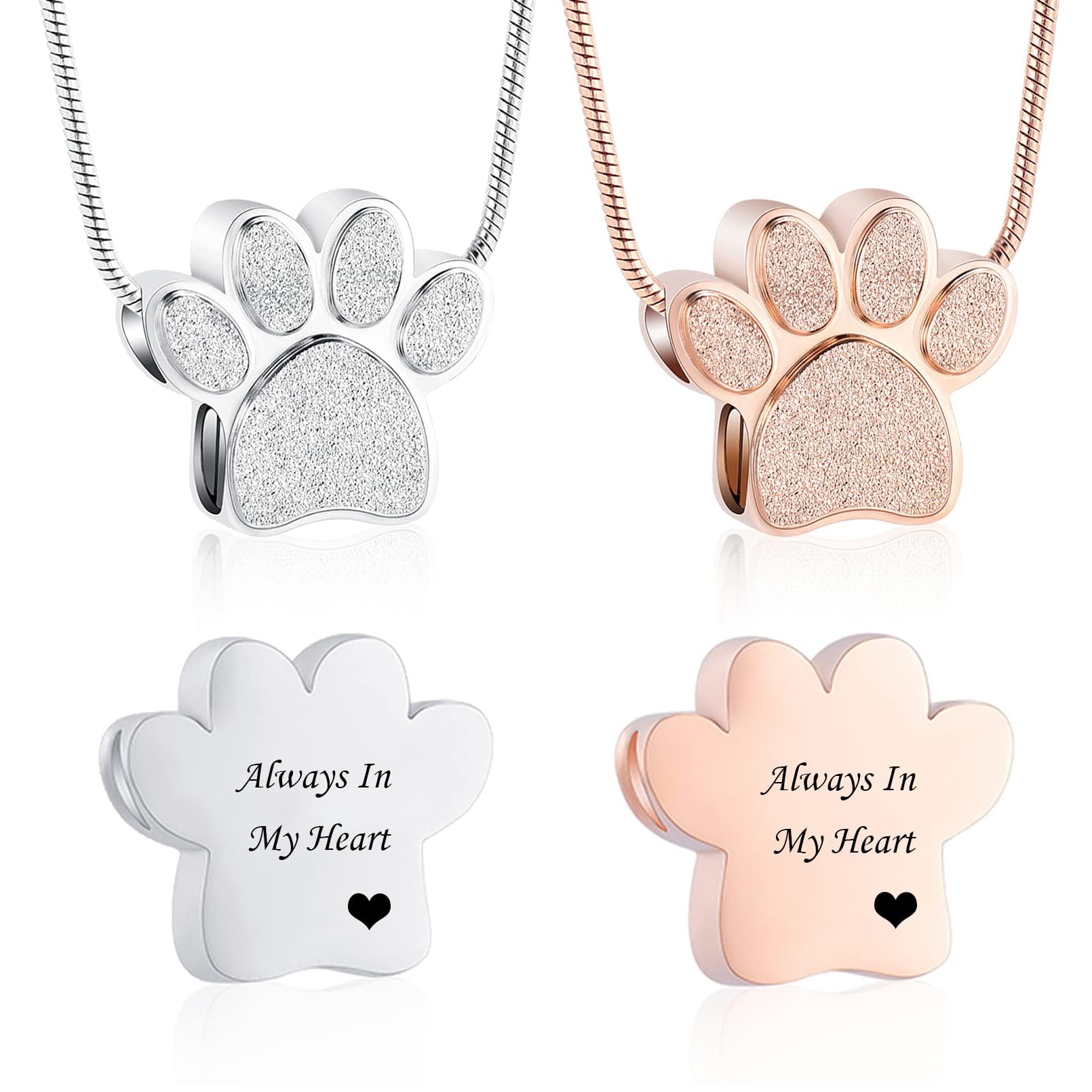 Pet Cremation Jewelry with Paw Print Ashes Pendant and Heart Memorial Urn for Pet, Dog/Cat Ashes, Pequeño, Metal, No Gemstone