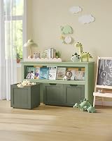 VASAGLE Toy Storage Unit With Wheels Laurel Green 3 Drawers 60 cm High view 4