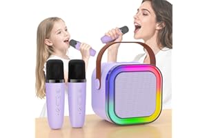 Mini Karaoke Machine for Kids, Haomuren Portable Speaker with 2 Wireless Microphones, Christmas Birthday Gifts Girl Singing Karaoke Machine for 3-12+ Year Old, 2025 Karaoke Gifts for Girls (Purple)