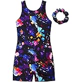 MODAFANS Leotards for Girls Gymnastics with Shorts Dance unitards Tumbling Biketards with Hair Scrunchie for3-13T