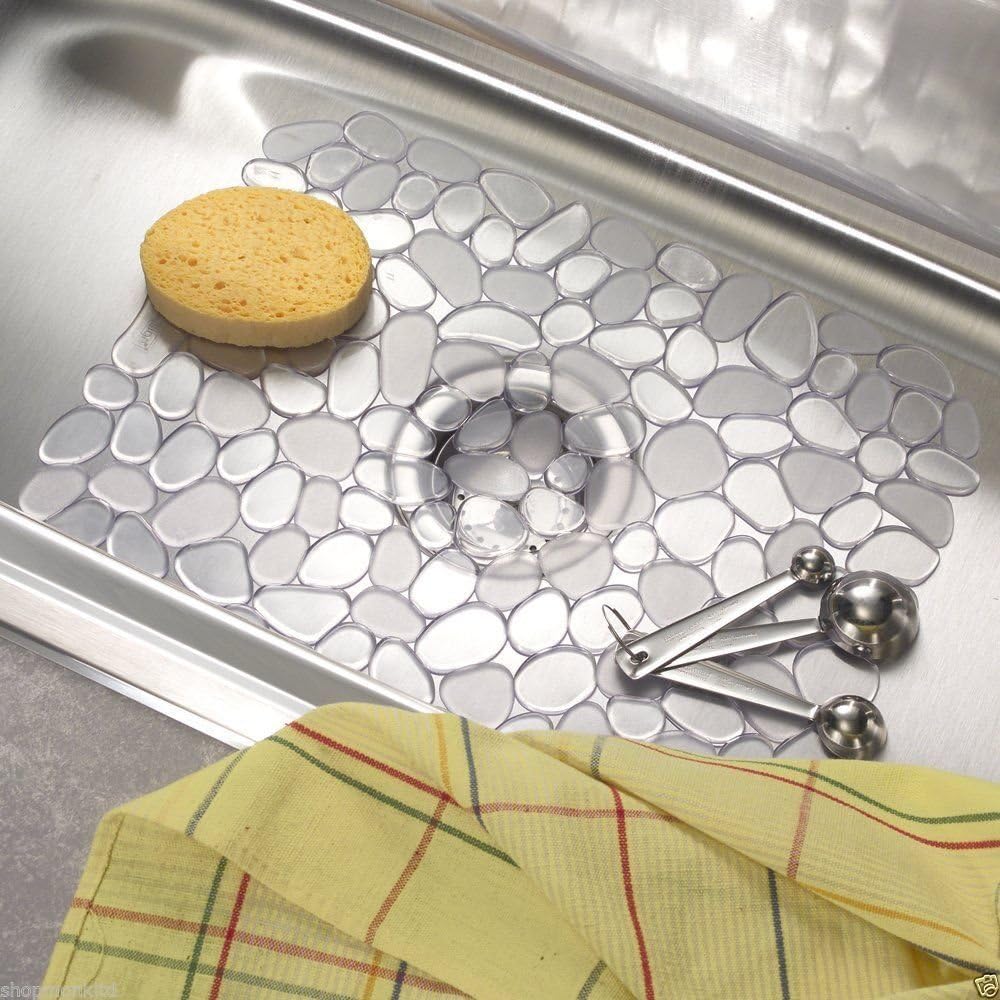 New Deluxe Clear Pebbles Non Slip Non Scratch Kitchen Sink Mat Drainer