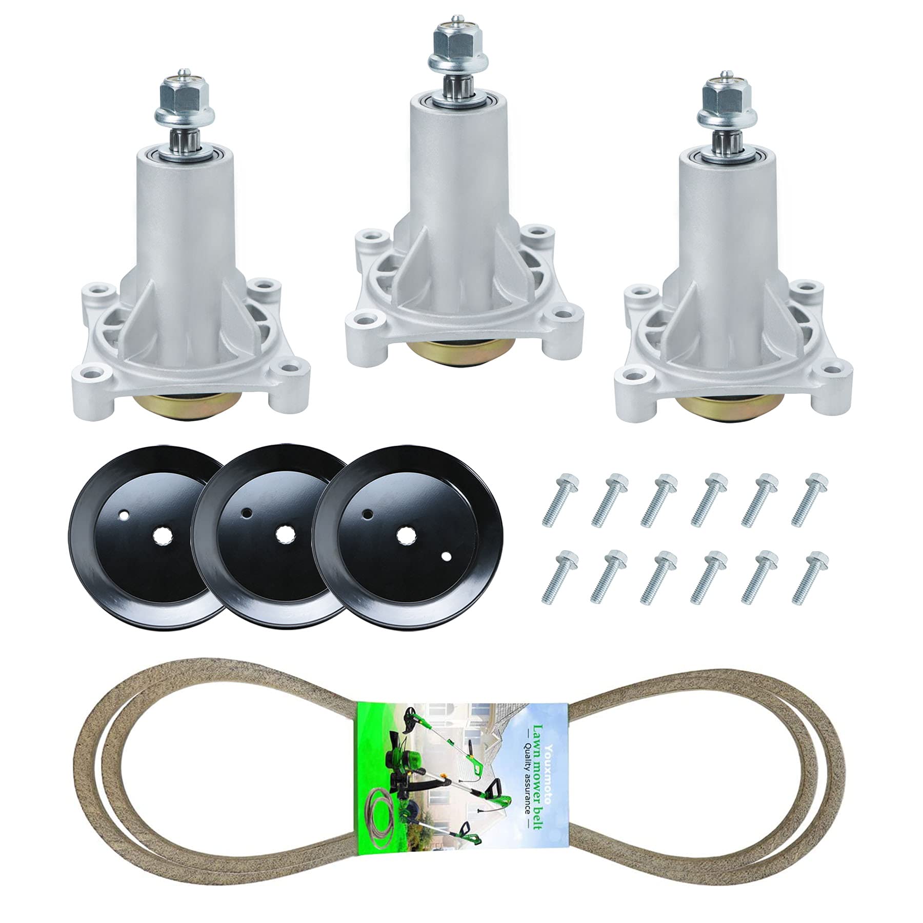 Photo 1 of Youxmoto Mower 54 Deck Rebuild Kit Fit for Husqvarna/Craftsman YTH2454 LGT2654 GTH2654T LGT24K54,3 Spindles 187292 532187292, 3 Pulleys 129861 173436 532173436, 148" Belt 196103 53219610